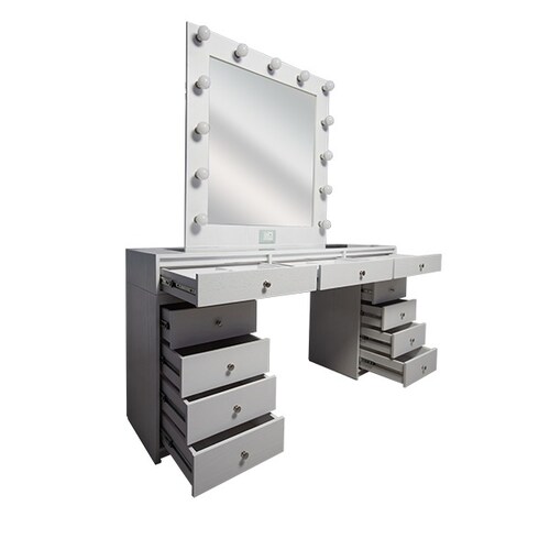 Tocador Tipo Vanity con Espejo Cajones para Organización de Maquillaje y Accesorios