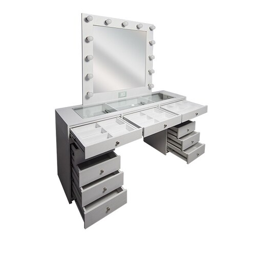 Tocador Tipo Vanity con Espejo Cajones para Organización de Maquillaje y Accesorios