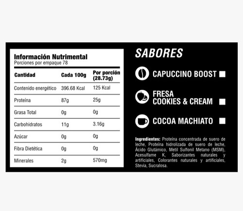 Proteina Whey 100% sabor a Cookies & Cream 2.260kg 78 servicios 