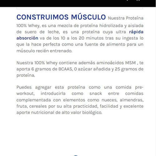 Proteina Whey 100% sabor a Cookies & Cream 2.260kg 78 servicios 