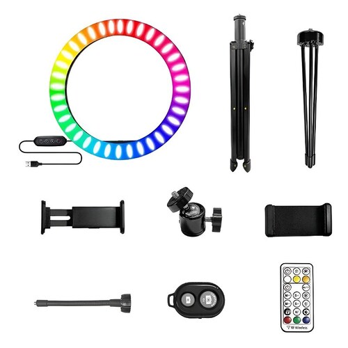 Aro De Luz Led Rgb 26 Color Con Control Remoto + 2 Trípode