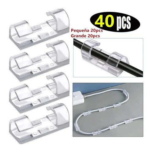 Clips Organizadores De Cable 40 Piezas Adhesivo 3m Antinudos