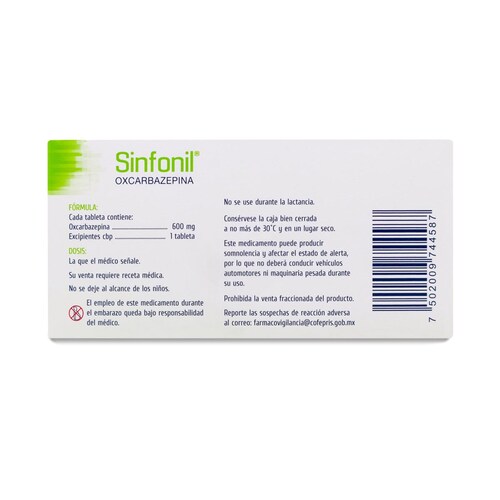 Sinfonil 20Tb 600 Mg Oxcarbazepina Maver 