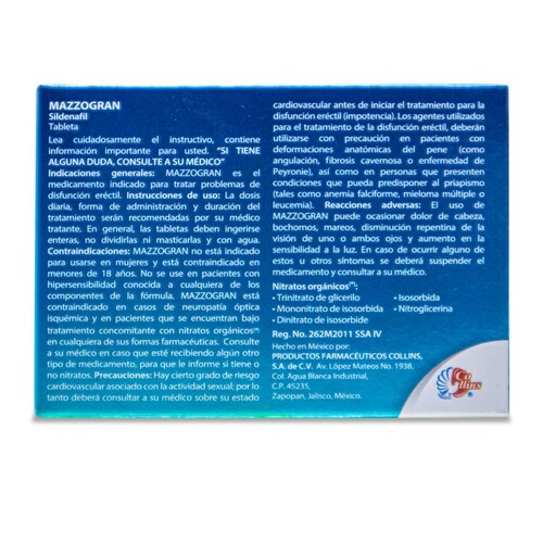 Mazzogran Sildenafil 10 Tabs. 50 Mg Collins (Generico Del Viagra) 