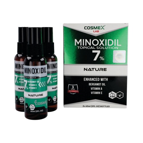 MINOXIDIL 7% Crecimiento Barba y Bigote CosmexLab Nature 60 mL 3 meses.