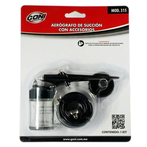 Juego Aerografo De Succión + Accesorios Marca Goni 315