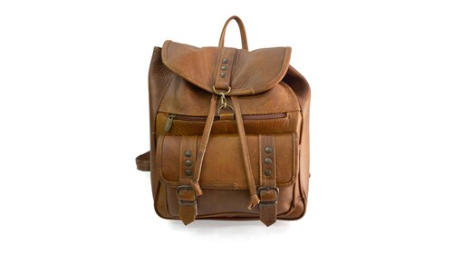 Mochila De Piel Vintage Color Ambar