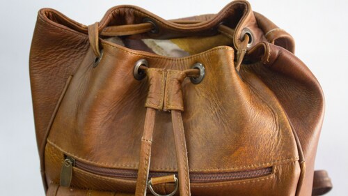 Mochila De Piel Vintage Color Ambar