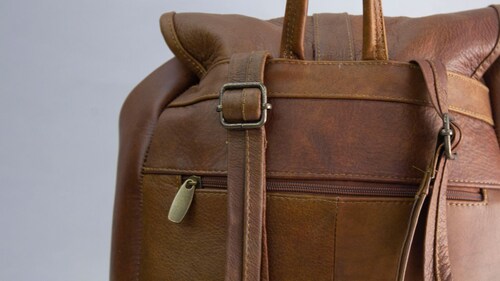 Mochila De Piel Vintage Color Ambar