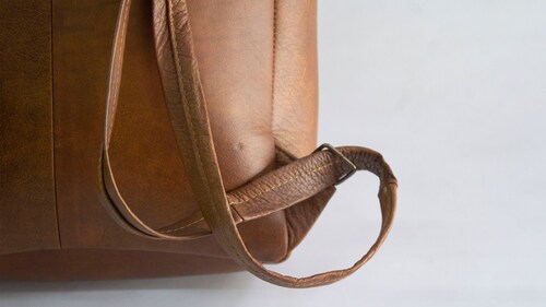 Mochila De Piel Vintage Color Ambar
