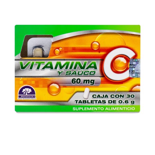 Vitamina C Y Sauco 60 Mg 30Tab 0.6G Natutech 