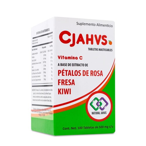 Cjahvs Vitamina C A Base De Extracto De Petalos De Rosa Fresa Kiwi 100Tabs 500 Mg Natural Jahvs 