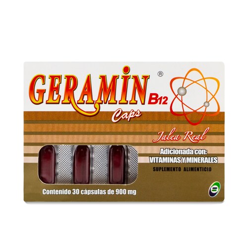 Geramin B12 Jalea Real Adicionada Con Vitamina Y Minerales 30 Caps Bio Salud 