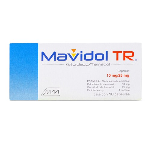 Mavidol Tr Ketorolaco/ Tramadol 10 Caps 25 Mg Mavi 