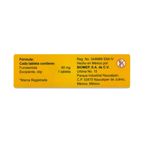 Diurmessel 20 Tabletas 40 Mg Furosemida Biomep 