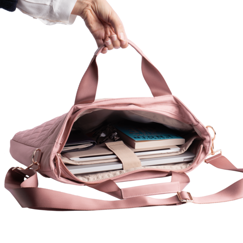 LuckyLy Tote Bolsa para Laptop Mujer hasta 15.6 Pulgadas, Bolso de Mano y Crossbody Ejecutiva Escolar, Modelo Jessy, Rosa