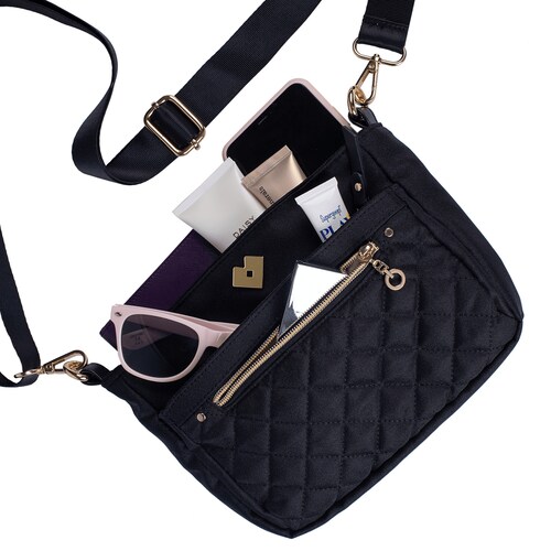 LuckyLy Bolsa Crossbody de Mujer, estilo Bolsa Bandolera de Mano y al Hombro tipo Mensajero de Viaje, Modelo Jenny, Negro