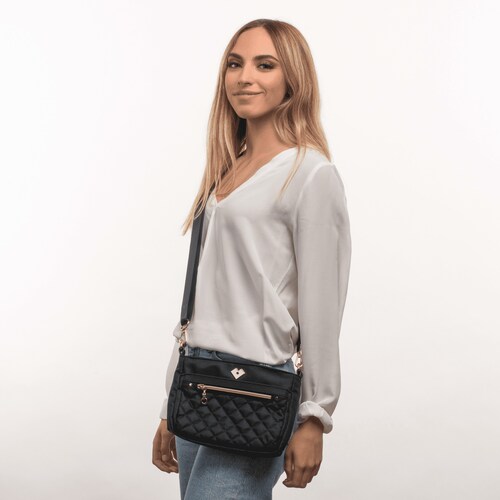 LuckyLy Bolsa Crossbody de Mujer, estilo Bolsa Bandolera de Mano y al Hombro tipo Mensajero de Viaje, Modelo Jenny, Negro