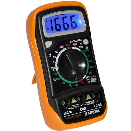 Multimetro Digital para Voltaje Alterno y Voltaje Directo Ideal para Tecnicos o Estudiantes Incluye Juego de Puntas Tipo Aguja / Master / MAS830L