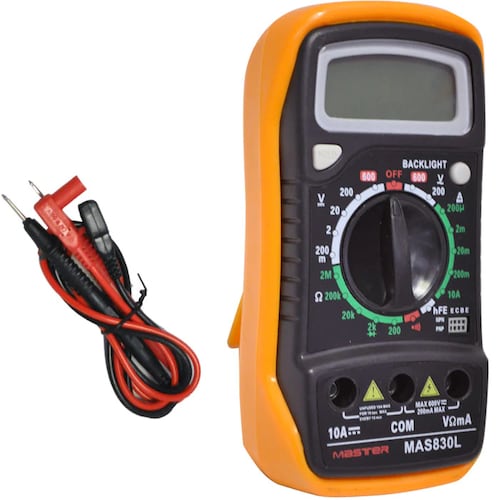 Multimetro Digital para Voltaje Alterno y Voltaje Directo Ideal para Tecnicos o Estudiantes Incluye Juego de Puntas Tipo Aguja / Master / MAS830L