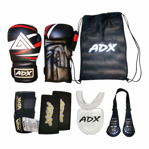 Guante de Box ADX Modelo Dx  Pvc + Nudilleras + Desodorizante + Vendas