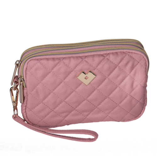 LuckyLy Bolsa de Mano para Mujer tipo Clutch, Ideal como Bolsa para Celular, Cartera Dama y Neceser, Modelo Gaby, Rosa