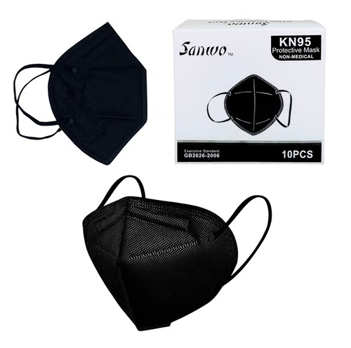 Cubrebocas Kn95 Sanwo Color Negro Cofepris Fda Ce 10 Piezas