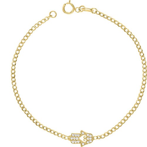 Pulsera Mano De Fatima Para Dama Elaborada En Oro De 10 K