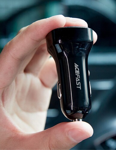 Cargador de Auto Dual USB-C y USB-A de Carga Rápida Negro