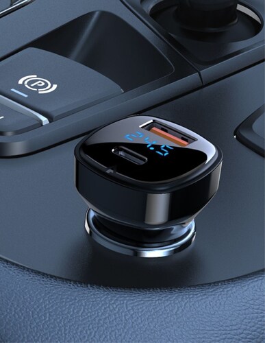 Cargador de Auto Dual USB-C y USB-A de Carga Rápida Negro
