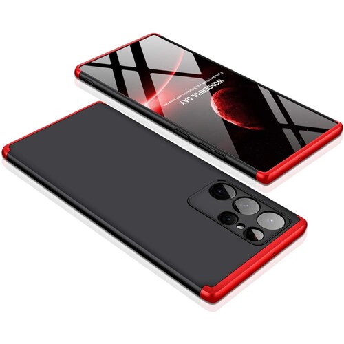 Funda de lujo fino Samsung Galaxy S22 ultra Negro con rojo.