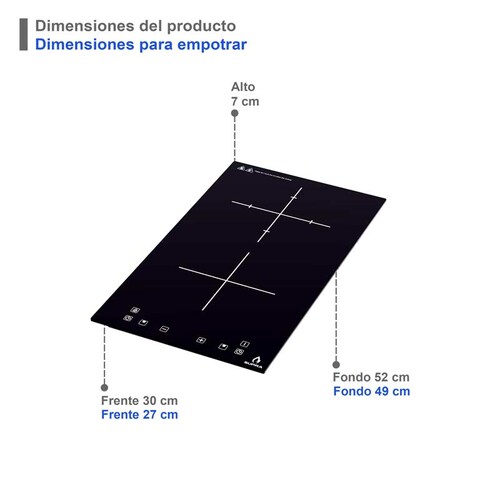COMBO con campana de pared 60cm, parrilla de inducción y parrilla de gas SUPRA CINQUE de color negro