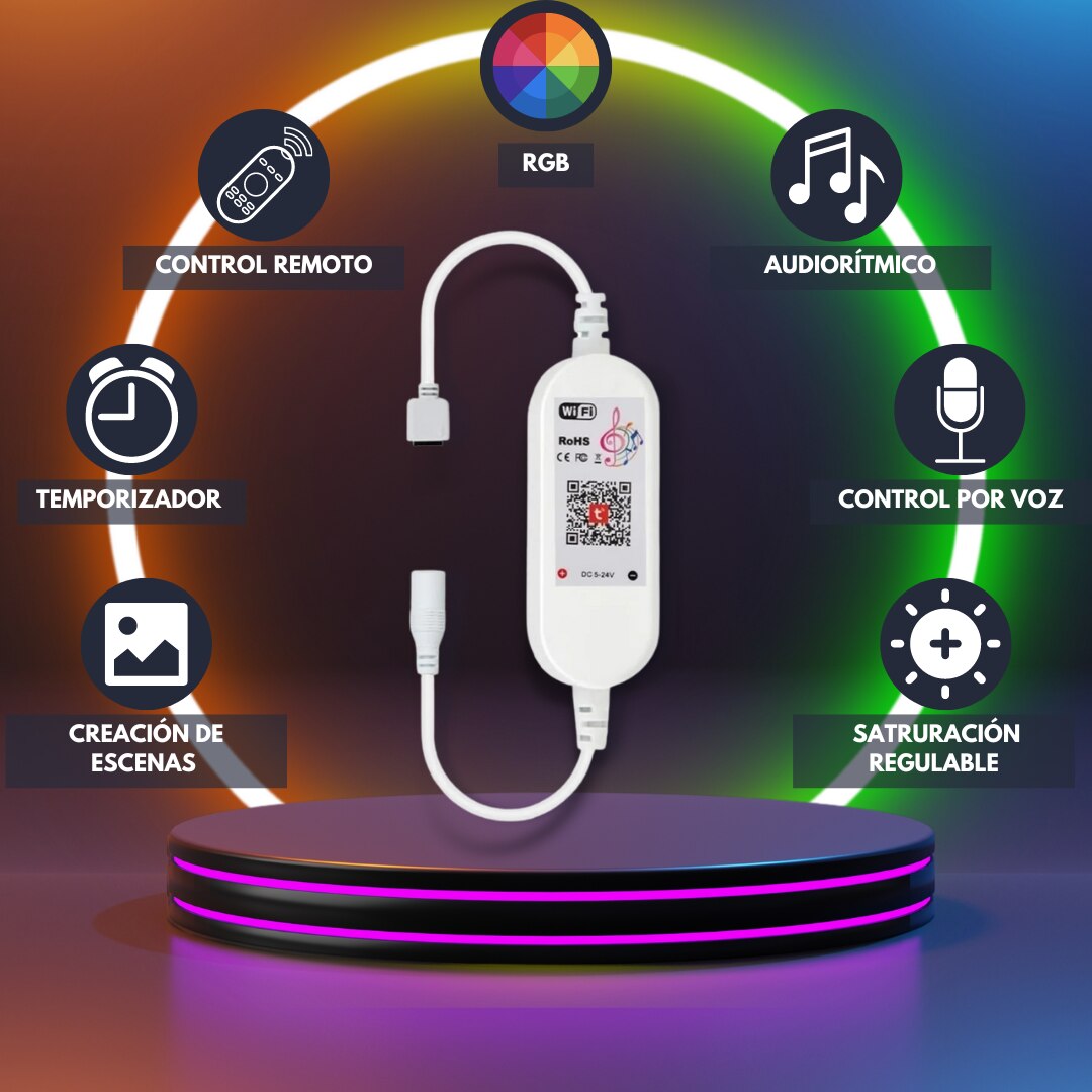 Tira Led Wifi Multicolor 5050 5 Metros Compatible Con Alexa Google