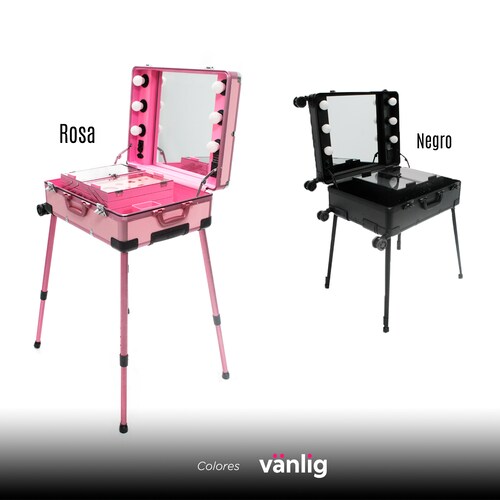 Cosmetiquera Estación De Maquillaje Maletín Con Luz Rosa Vanity VANLIG