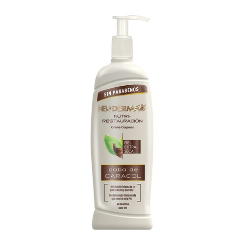 New Derma Crema Corporal Baba De Caracol 200 + 400 Ml - 2 Pz
