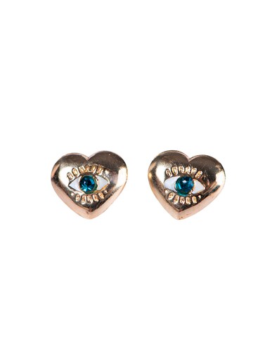 Broquel en Forma de Corazón con Ojo Central, en Oro de 10k - Mancini Joyas