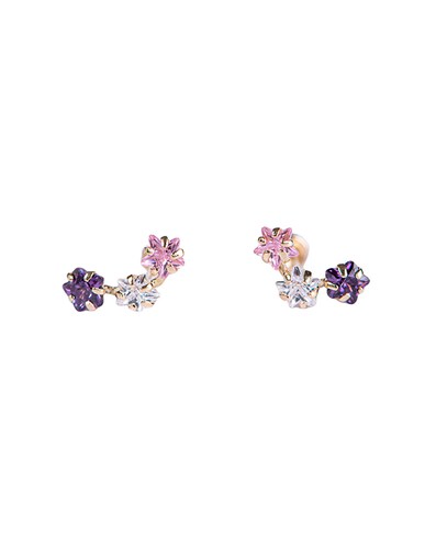 Broquel en Forma de Tres Estrellas con Zirconias de Colores, en Oro de 10k - Mancini Joyas