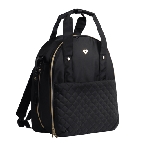 LuckyLy Pañalera Mochila de Bebé Moderna con Múltiples Compartimentos, Incluye Cambiador, Modelo Evie, Negro