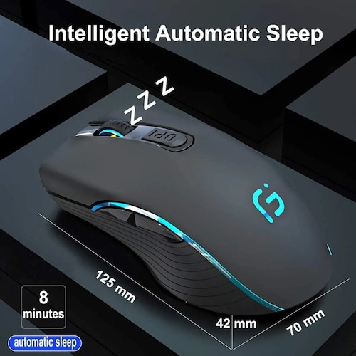 Mouse Inalámbrico, Ratón Inalámbrico 2.4 G Recargable Rgb