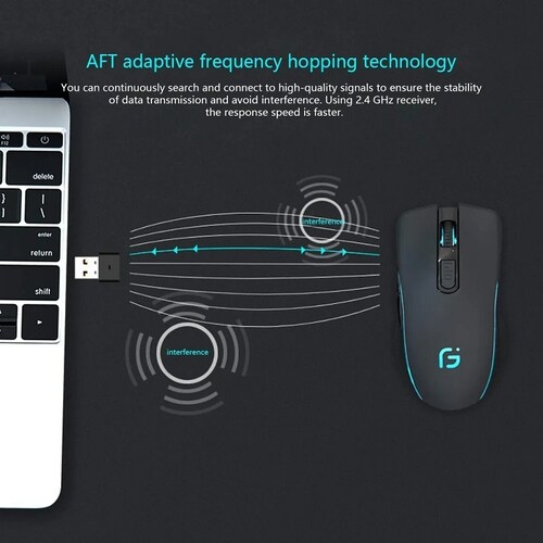 Mouse Inalámbrico, Ratón Inalámbrico 2.4 G Recargable Rgb