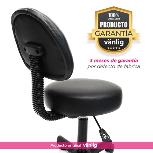 Silla Taburete Banco Con Respaldo Negro Consultorio Tatoo Spa VANLIG