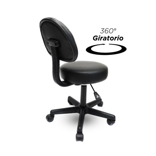 Silla Taburete Banco Con Respaldo Negro Consultorio Tatoo Spa VANLIG