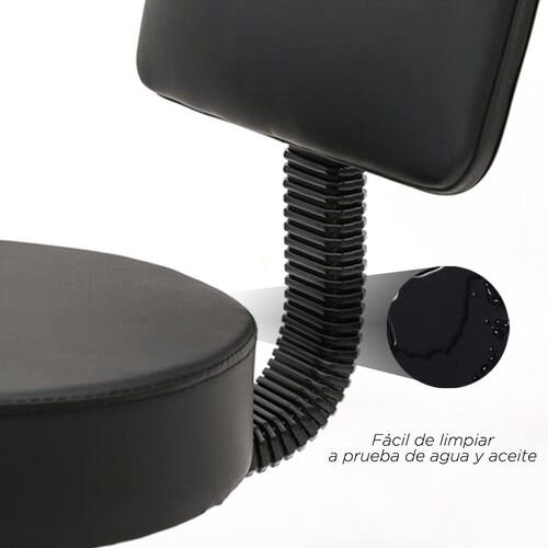 Silla Taburete Banco Con Respaldo Negro Consultorio Tatoo Spa VANLIG