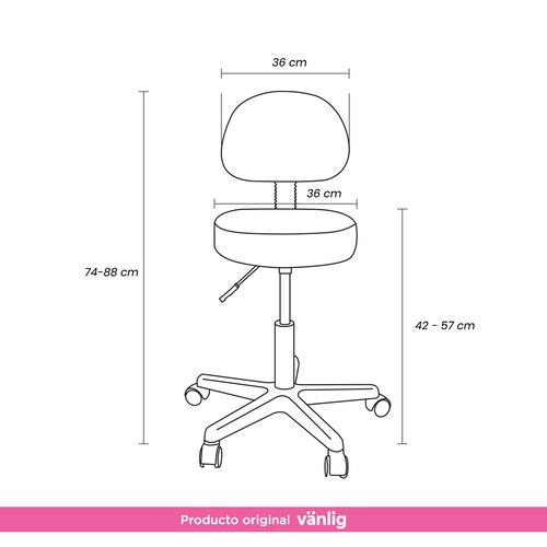 Silla Taburete Banco Con Respaldo Negro Consultorio Tatoo Spa VANLIG