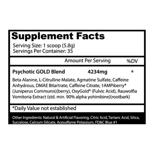 Pre-Entreno Insane Labz Psychotic Gold 202 Gr. 35 Serv. - Uva