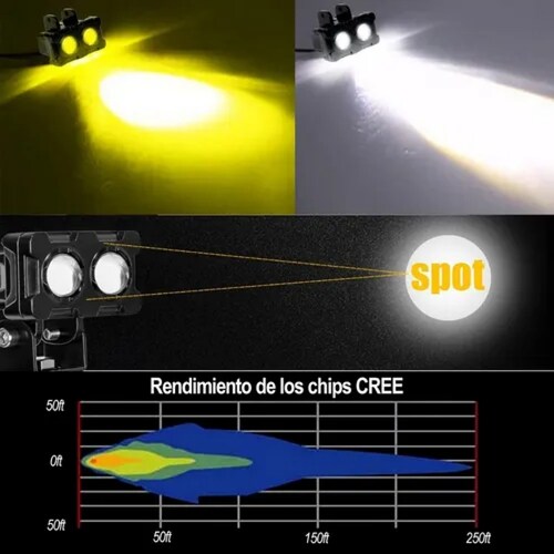 2 Pzs Faros Auxiliares Led Alta/baja Luz 80w Para Auto Moto