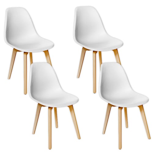 Set de 4 sillas de plástico polipropileno modelos Delis restaurante, cafetería ó comedor