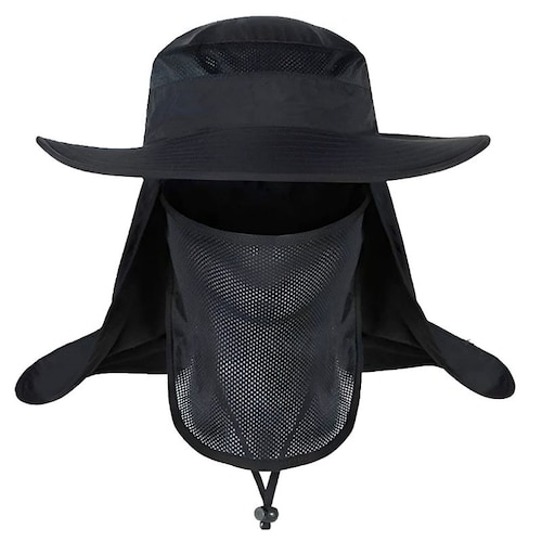 Sombrero Para El Sol Con Proteccion Para Cuello Y Cara, Talla L negro