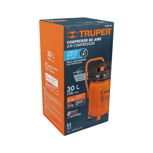 Compresor de aire libre de aceite 30 litros Truper