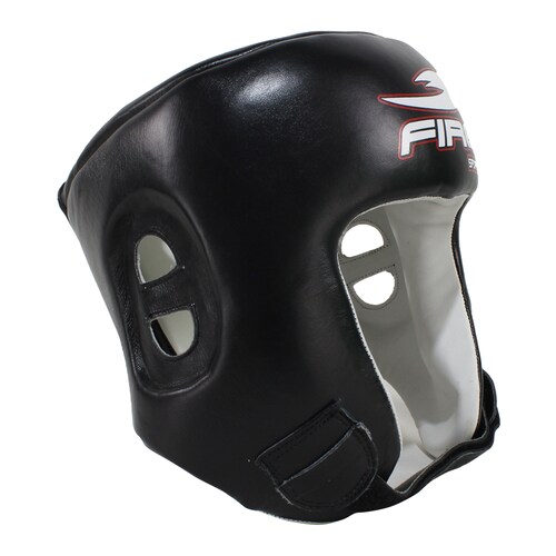 Careta Oficial de Muay Thai Fire Sports en Piel Color Negro